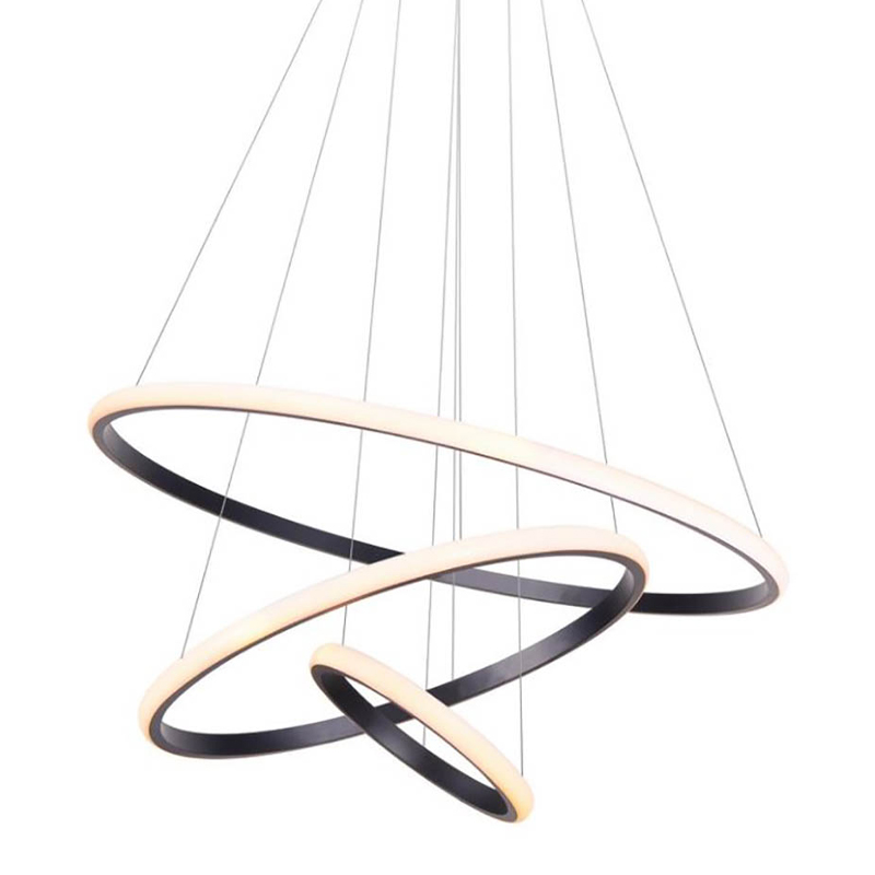 Люстра Ring Horizontal Trio black 60+40+20 Черный Белый Люстра Ring Horizontal Trio black 60+40+20 Черный Белый в Челябинске | Loft Concept