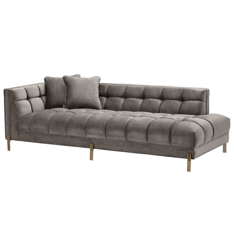 Кушетка Eichholtz Lounge Sofa Sienna Left Серый Матовая латунь Кушетка Eichholtz Lounge Sofa Sienna Left Серый Матовая латунь в Челябинске | Loft Concept