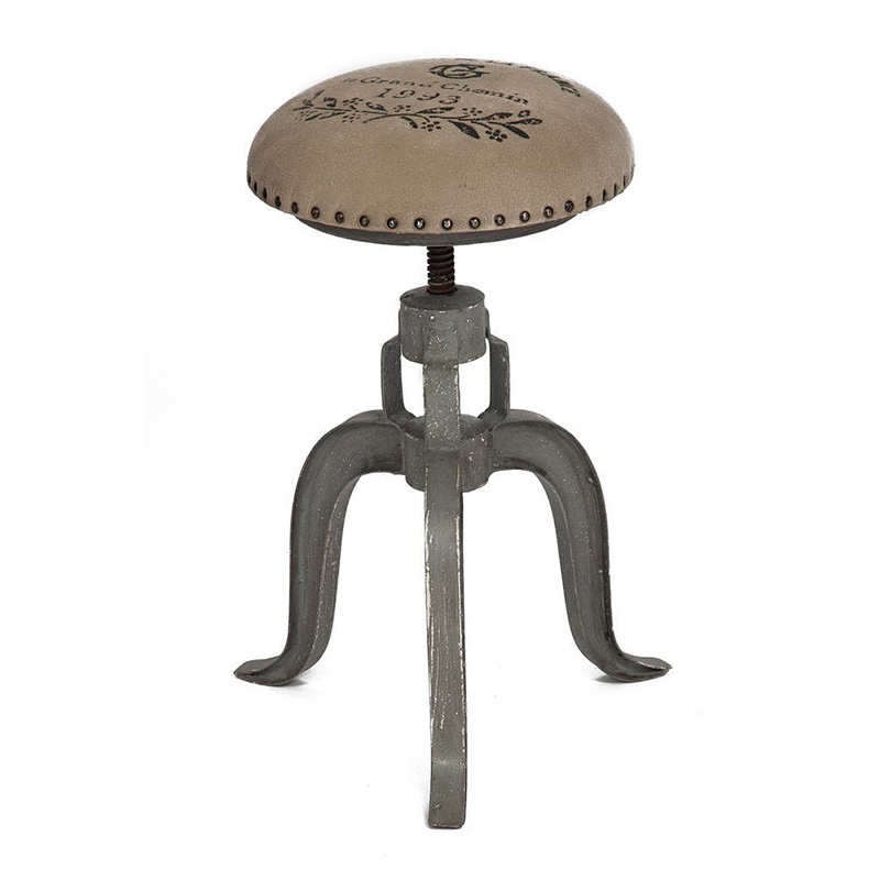 Барный стул Antique Metal Bar Stool Серый Бежево-серый Барный стул Antique Metal Bar Stool Серый Бежево-серый в Челябинске | Loft Concept