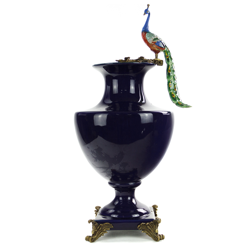 Ваза Selenia Blue Vase Peacock Темно-синий Бронза Ваза Selenia Blue Vase Peacock Темно-синий Бронза в Челябинске | Loft Concept
