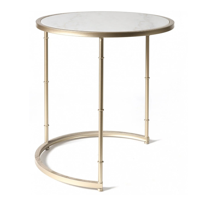 Приставной стол Marble Top Белый Мрамор Bianco матовое золото Приставной стол Marble Top Белый Мрамор Bianco матовое золото в Челябинске | Loft Concept