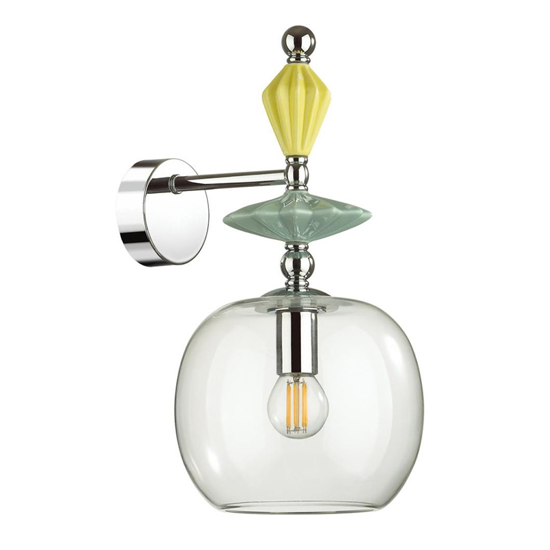 Бра Iris Glas wall lamp A chrome Прозрачное Стекло Прозрачный зеленый Желтый Хром Бра Iris Glas wall lamp A chrome Прозрачное Стекло Прозрачный зеленый Желтый Хром в Челябинске | Loft Concept