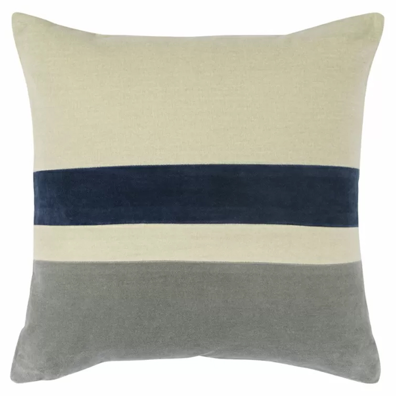 Чехол на подушку с геометрическим рисунком Elan Stripe Pillow Бежевый Темно-синий Серый Чехол на подушку с геометрическим рисунком Elan Stripe Pillow Бежевый Темно-синий Серый в Челябинске | Loft Concept