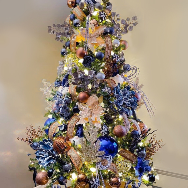 Дизайнерская Ель Синие Цветы Christmas tree Blue flowers Синий Золотой Серебряный Дизайнерская Ель Синие Цветы Christmas tree Blue flowers Синий Золотой Серебряный в Челябинске | Loft Concept