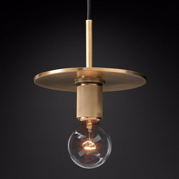Подвесной светильник RH Utilitaire Disk Shade Pendant Brass Латунь Прозрачное Стекло Подвесной светильник RH Utilitaire Disk Shade Pendant Brass Латунь Прозрачное Стекло в Челябинске | Loft Concept