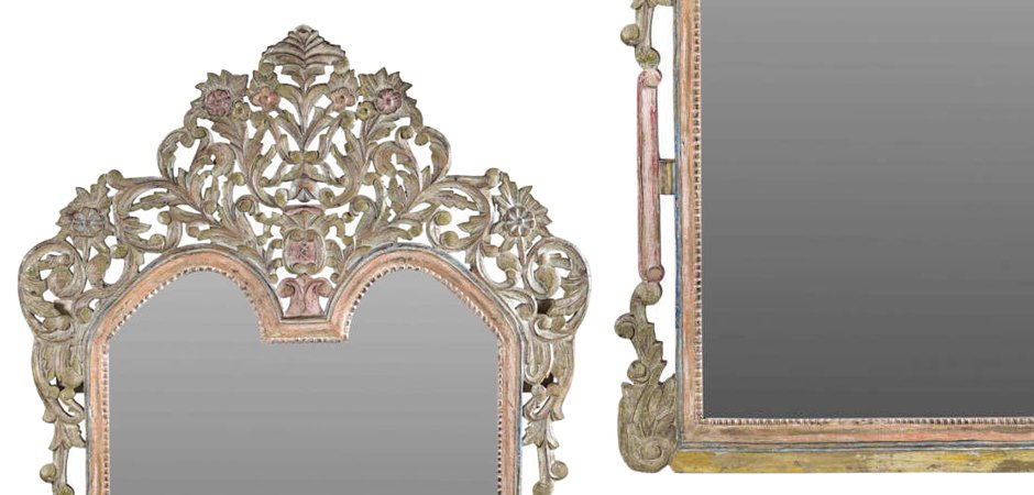 Зеркало из массива тика с растительным орнаментом Зеркало из массива тика с растительным орнаментом - Loft-Concept в Челябинске