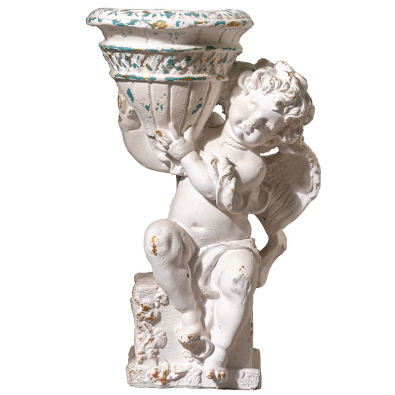 Кашпо Angel with Flowerpot Provence Белый Бирюзовый Золотой Кашпо Angel with Flowerpot Provence Белый Бирюзовый Золотой в Челябинске | Loft Concept