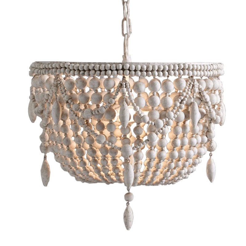Люстра RH Anselme White Wood Weathered Chandelier Белый в Челябинске | Loft Concept 