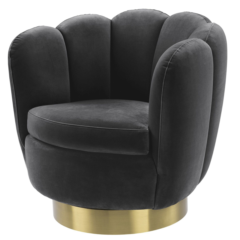 Кресло Eichholtz Swivel Chair Mirage dark grey Серый Матовая латунь Кресло Eichholtz Swivel Chair Mirage dark grey Серый Матовая латунь в Челябинске | Loft Concept