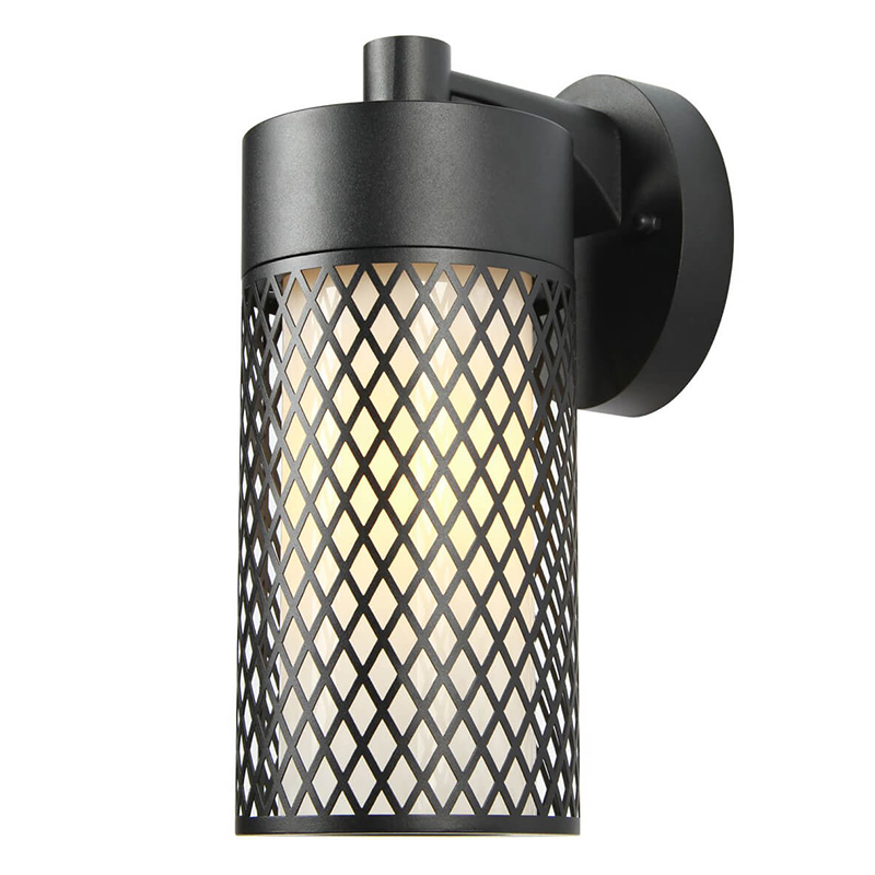 Уличный настенный светильник Holger Street Lamp B Черный Белое матовое стекло в Челябинске | Loft Concept 