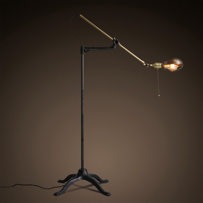 Напольный светильник Steampunk Extension Pole Floor Латунь Черный в Челябинске | Loft Concept 