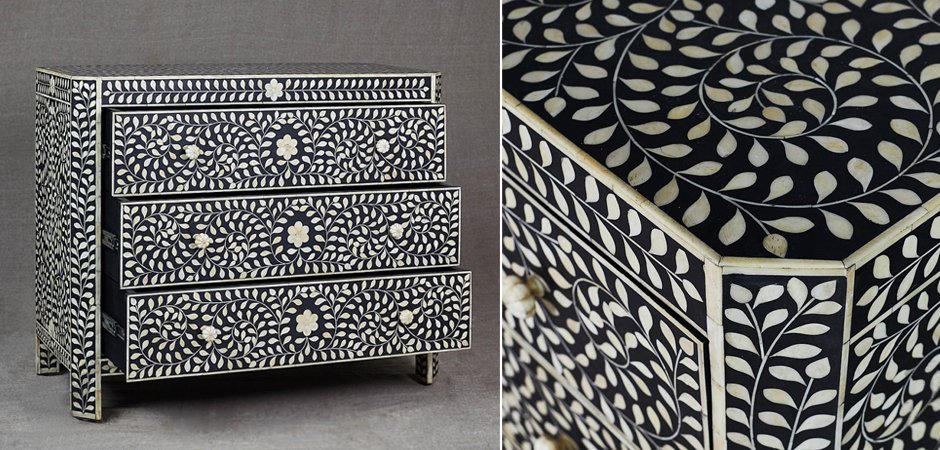 Комод с инкрустацией костью Inlaid Bone Flowers Комод с инкрустацией костью Inlaid Bone Flowers - Loft-Concept в Челябинске