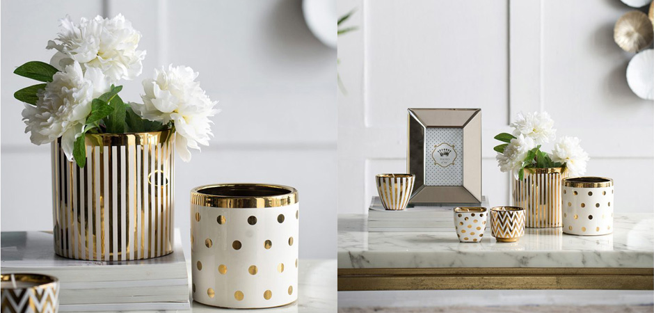 Ваза Gold & White Stripes Ваза Gold & White Stripes - Loft-Concept в Челябинске