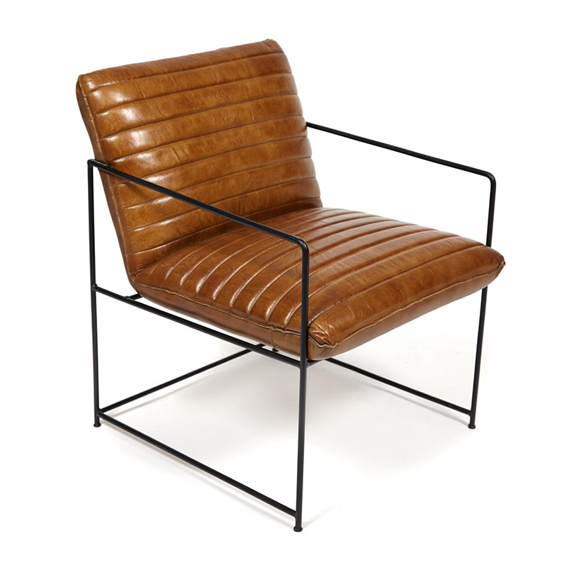 Кресло Industrial Frame buffalo leather armchair Черный Коричневый Кресло Industrial Frame buffalo leather armchair Черный Коричневый в Челябинске | Loft Concept