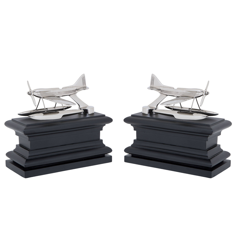 Держатель для книг Eichholtz Bookend Hydroplane set of 2 Nickel Никель Черный Держатель для книг Eichholtz Bookend Hydroplane set of 2 Nickel Никель Черный в Челябинске | Loft Concept