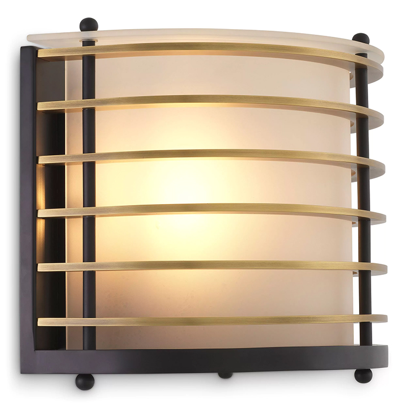 Бра Eichholtz Wall Lamp Logan Черный Латунь Белое матовое стекло Бра Eichholtz Wall Lamp Logan Черный Латунь Белое матовое стекло в Челябинске | Loft Concept