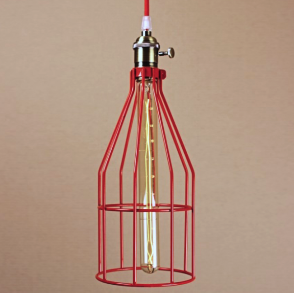 Подвесной светильник Wire Cage Pendant Twix Red Красный Подвесной светильник Wire Cage Pendant Twix Red Красный в Челябинске | Loft Concept