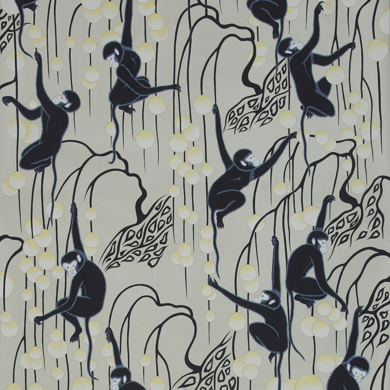 Обои ручная роспись Deco Monkeys Terracotta on Icefield dyed silk  в Челябинске | Loft Concept 