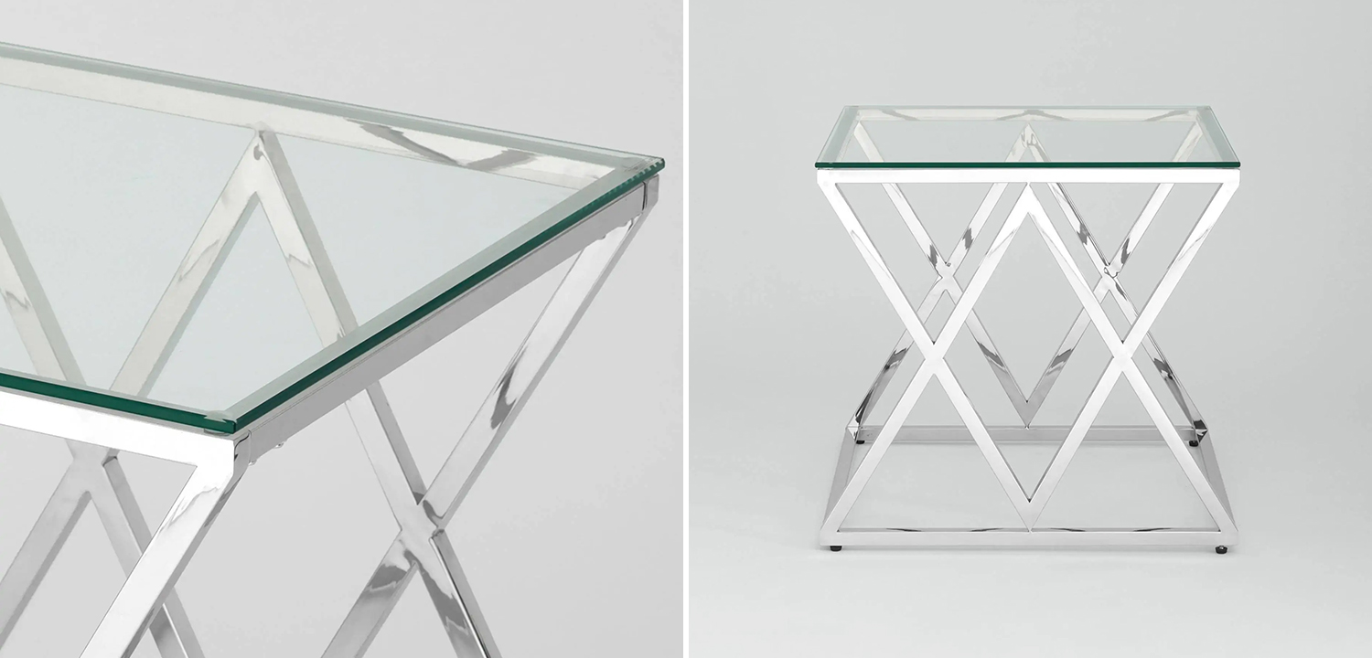 Стол приставной Geometry Rhombus Silver - фото №1
