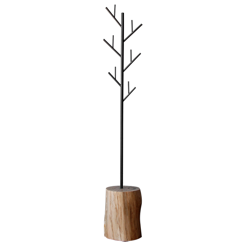 Вешалка Metal Branches and Stump Floor Hanger Black Черный Светлый дуб Вешалка Metal Branches and Stump Floor Hanger Black Черный Светлый дуб в Челябинске | Loft Concept