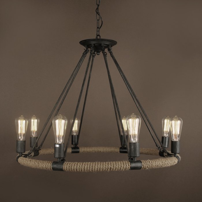 Люстра Round Tube Loft Rope Light Черный Люстра Round Tube Loft Rope Light Черный в Челябинске | Loft Concept