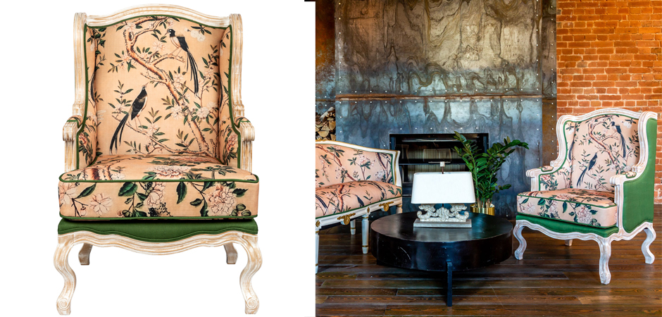 Кресло Beige and Green Chinoiserie Armchair Кресло Beige and Green Chinoiserie Armchair - Loft-Concept в Челябинске