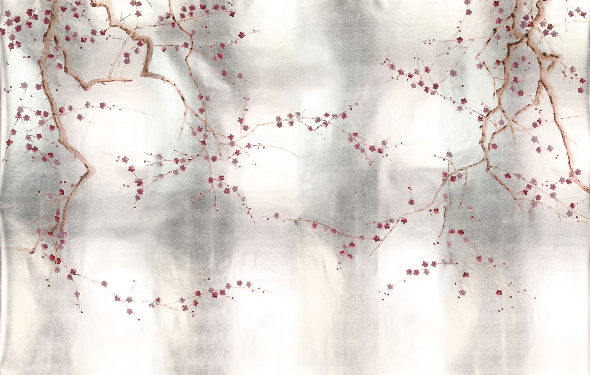 Обои ручная роспись Plum Blossom Blossom on Tarnished Silver gilded paper Обои ручная роспись Plum Blossom Blossom on Tarnished Silver gilded paper - постер Loft-Concept в Челябинске