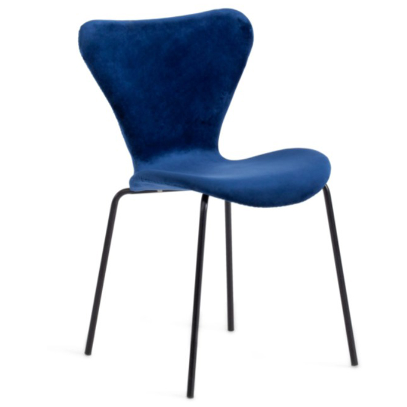 Стул Julissa Blue Chair флок Синий Черный Стул Julissa Blue Chair флок Синий Черный в Челябинске | Loft Concept