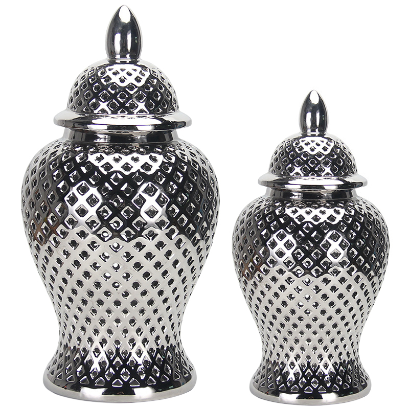 Ваза с крышкой Ceramic Silver Vase Серебряный Ваза с крышкой Ceramic Silver Vase Серебряный в Челябинске | Loft Concept