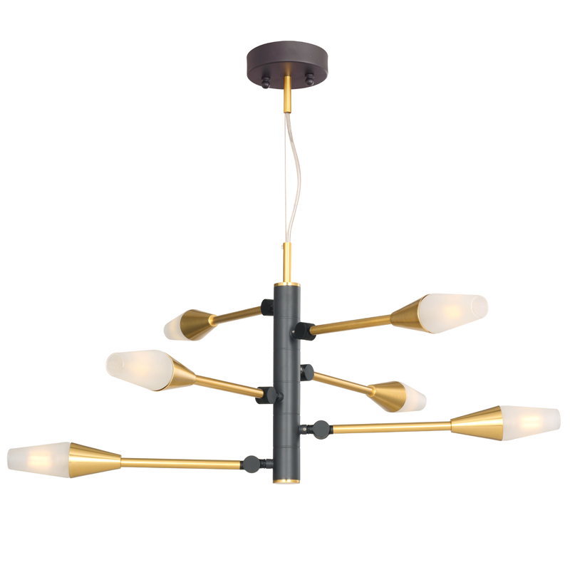 Люстра Paulette Chandelier Латунь Серый Белое матовое стекло Люстра Paulette Chandelier Латунь Серый Белое матовое стекло в Челябинске | Loft Concept