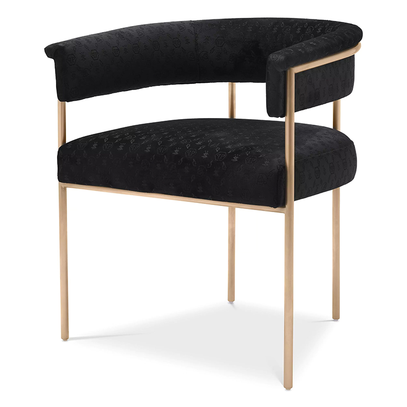 Стул Philipp Plein Dining Chair Monogram Чёрный Черный Золотой Стул Philipp Plein Dining Chair Monogram Чёрный Черный Золотой в Челябинске | Loft Concept