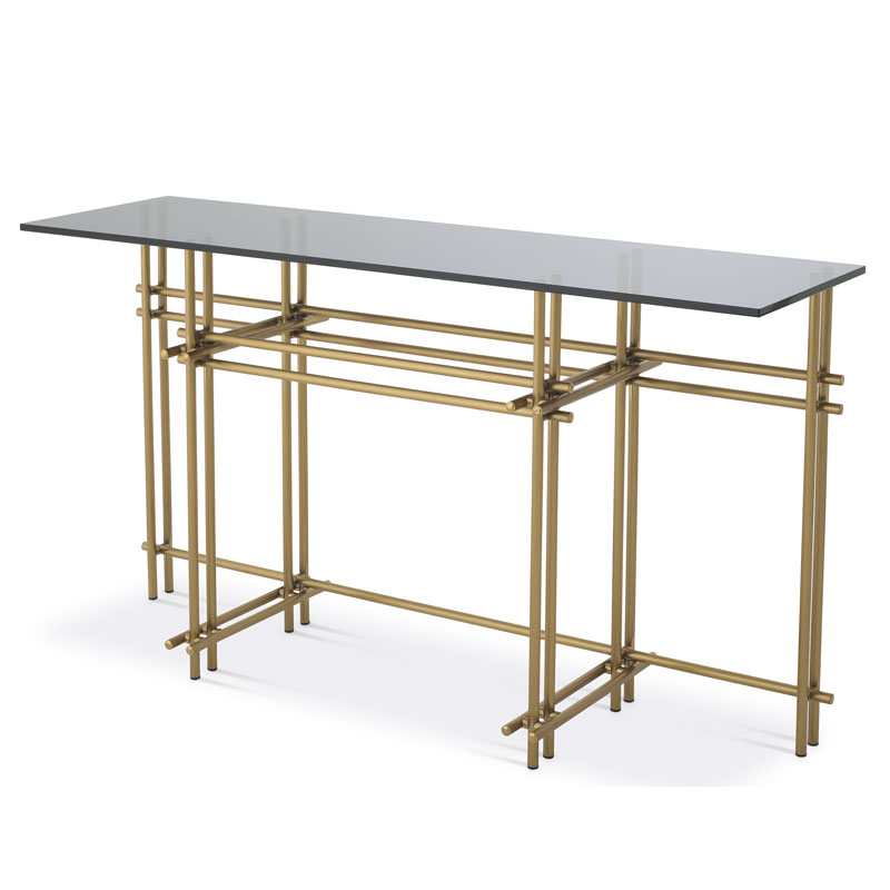 Консоль Eichholtz CONSOLE TABLE QUINN Латунь Стекло Смок Консоль Eichholtz CONSOLE TABLE QUINN Латунь Стекло Смок в Челябинске | Loft Concept