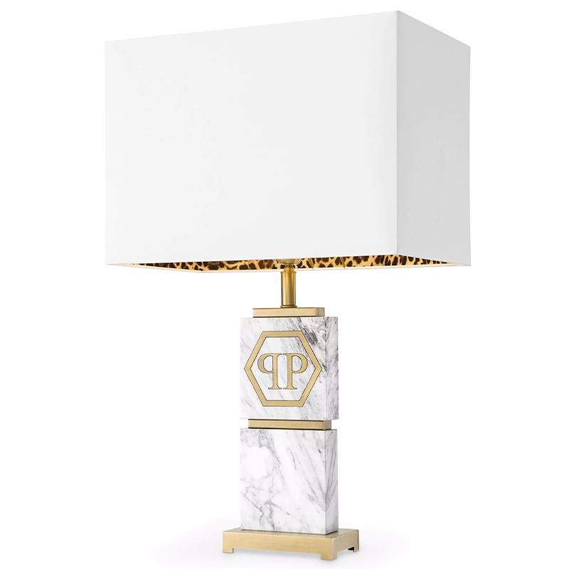 Настольная лампа Philipp Plein Table Lamp King Белый Мрамор Bianco Золотой Белый Настольная лампа Philipp Plein Table Lamp King Белый Мрамор Bianco Золотой Белый в Челябинске | Loft Concept