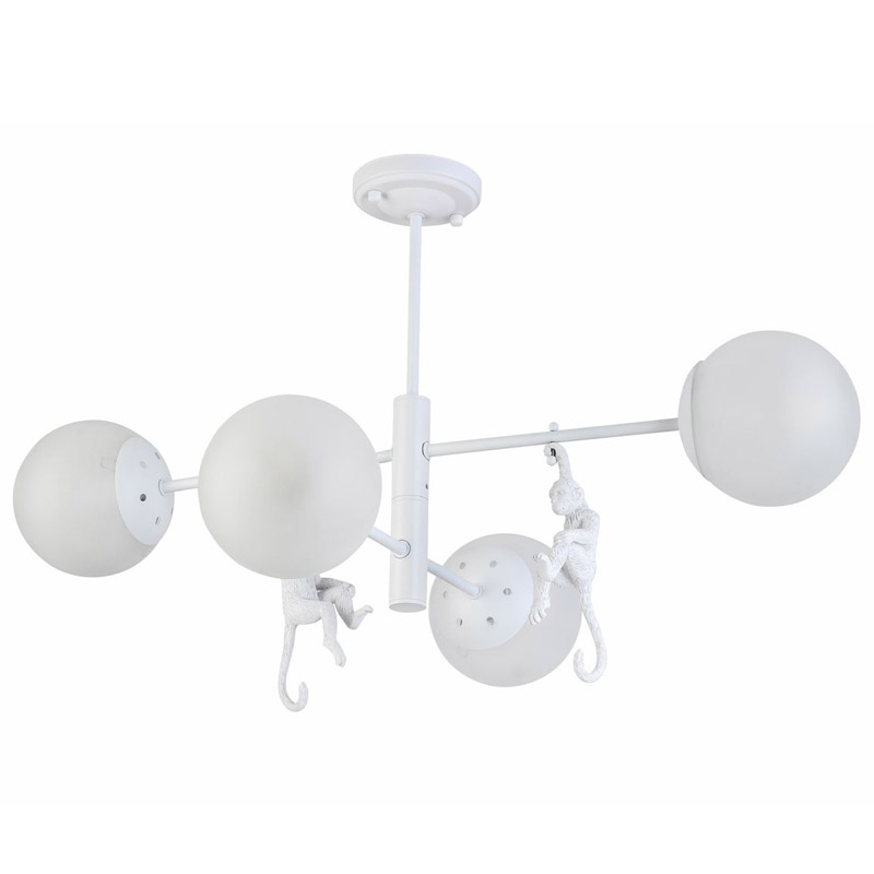 Потолочная люстра Hanging Monkey 4 lamp Белый Потолочная люстра Hanging Monkey 4 lamp Белый в Челябинске | Loft Concept