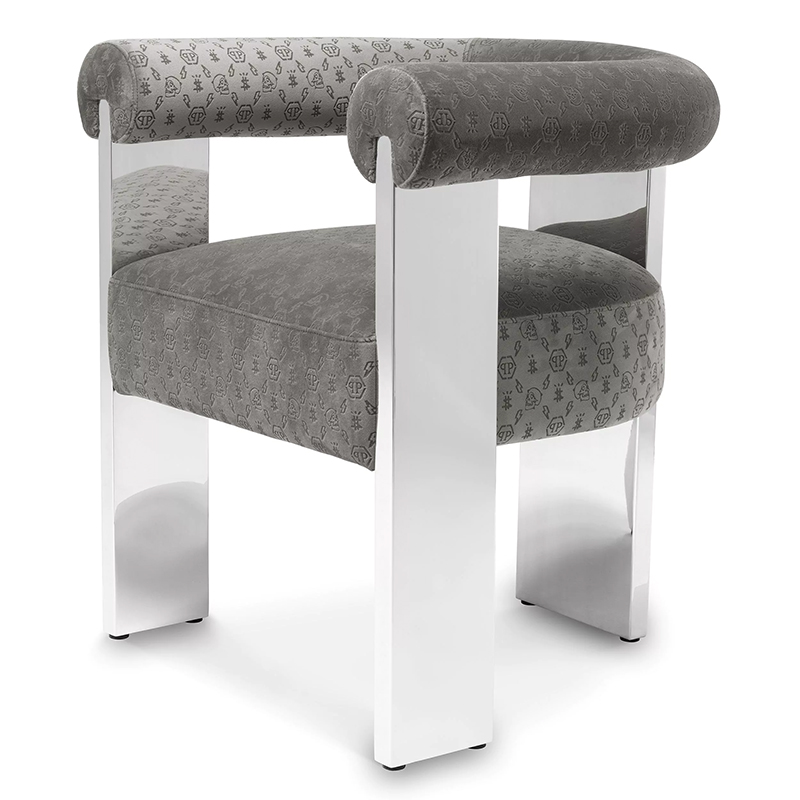 Стул Philipp Plein Dining Chair Icon Grey Серый Хром Стул Philipp Plein Dining Chair Icon Grey Серый Хром в Челябинске | Loft Concept