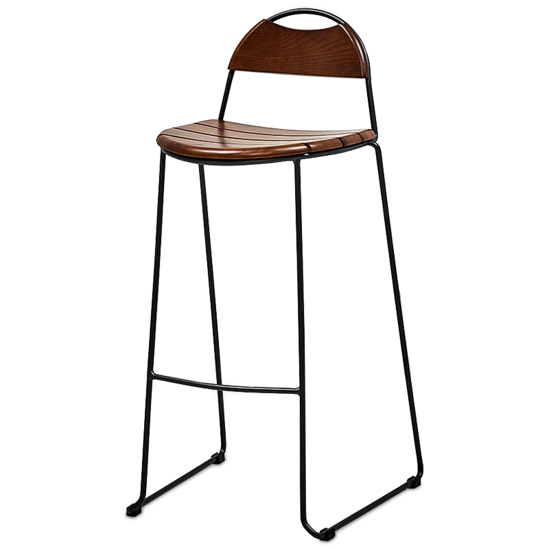 Барный стул Yumann Stool Черный Коричневый Барный стул Yumann Stool Черный Коричневый в Челябинске | Loft Concept