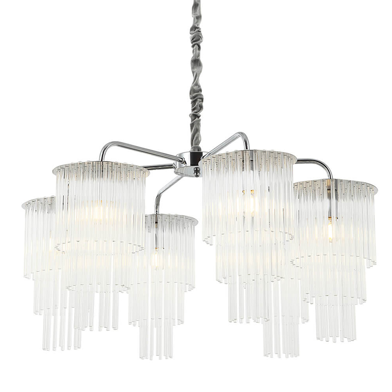 Люстра Harrison Chandelier chrome 6 lamp Хром Прозрачный Люстра Harrison Chandelier chrome 6 lamp Хром Прозрачный в Челябинске | Loft Concept