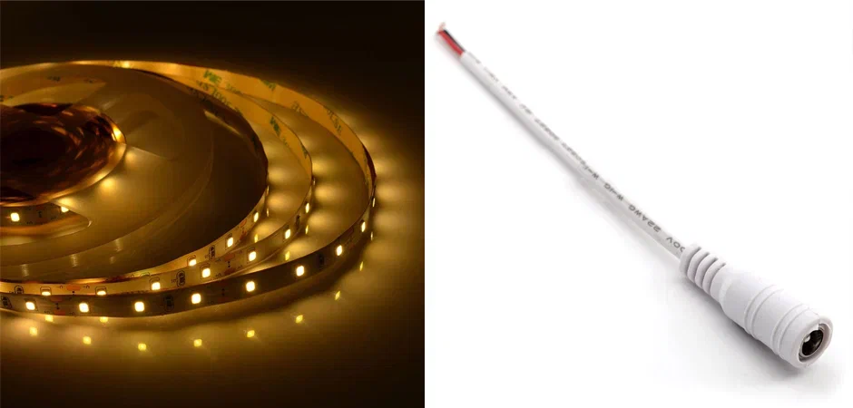 Комплект светодиодная лента 4,8W/m 60LED/m 3528SMD теплый белый с адаптером - Loft-Concept в Челябинске