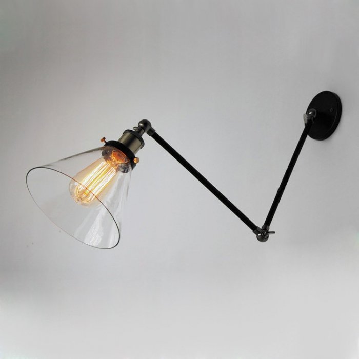 Бра Gloce Cone Shade Loft Industrial Glass Черный Бра Gloce Cone Shade Loft Industrial Glass Черный в Челябинске | Loft Concept