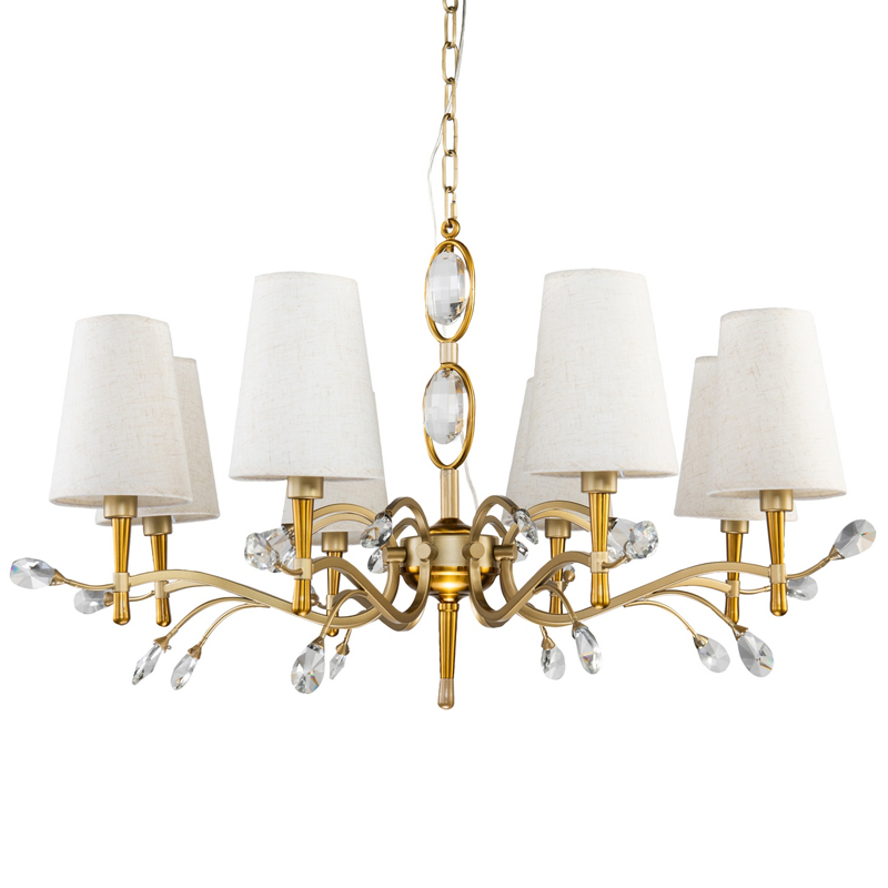 Люстра Desiree Chandelier 84 Латунь матовое золото Белый Прозрачный Люстра Desiree Chandelier 84 Латунь матовое золото Белый Прозрачный в Челябинске | Loft Concept