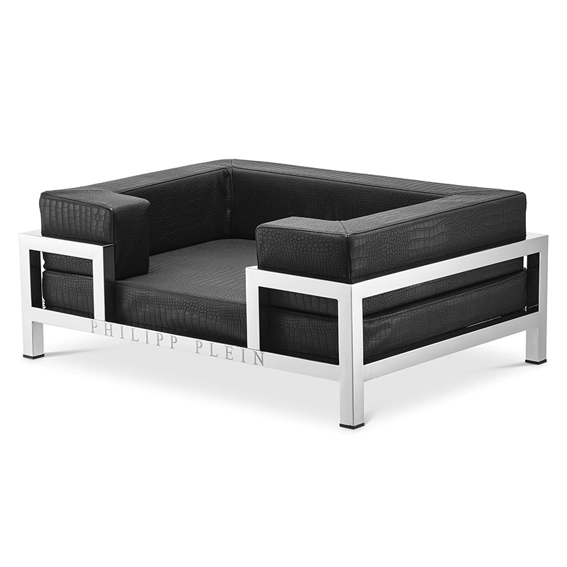Лежанка для домашних животных Philipp Plein Dogbed High Conic Limited L Черный Серебряный в Челябинске | Loft Concept 