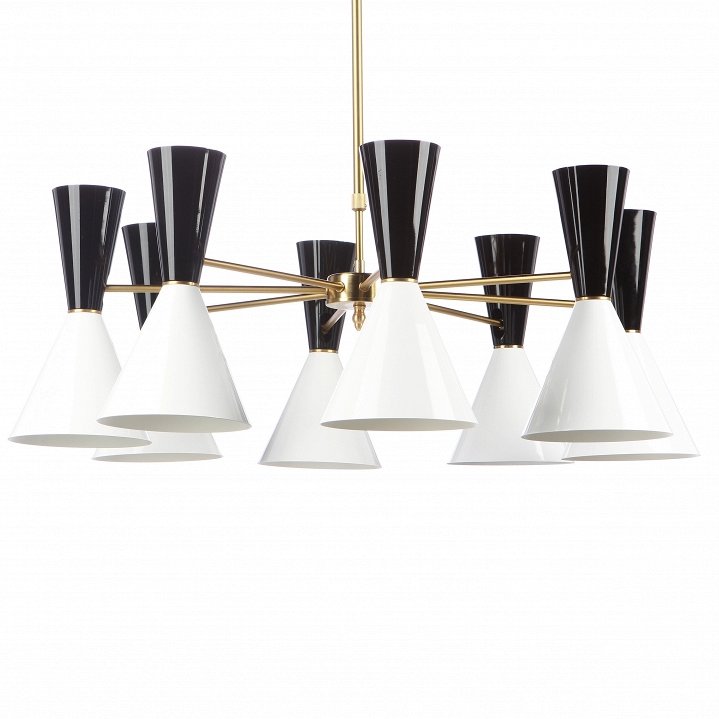 Люстра CAIRO Chandelier 8 Arm black and white Черный Белый Латунь Люстра CAIRO Chandelier 8 Arm black and white Черный Белый Латунь в Челябинске | Loft Concept