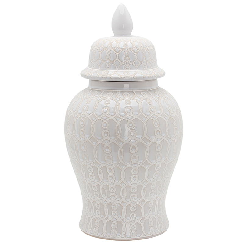 Ваза с крышкой Ceramic Beige White Ornament Vase Бежевый Белый Ваза с крышкой Ceramic Beige White Ornament Vase Бежевый Белый в Челябинске | Loft Concept
