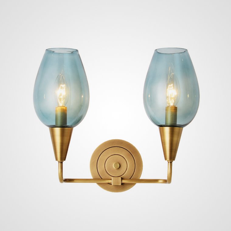 Бра VIOLA WALL Lamp Double Латунь Голубой пастельный Бра VIOLA WALL Lamp Double Латунь Голубой пастельный в Челябинске | Loft Concept