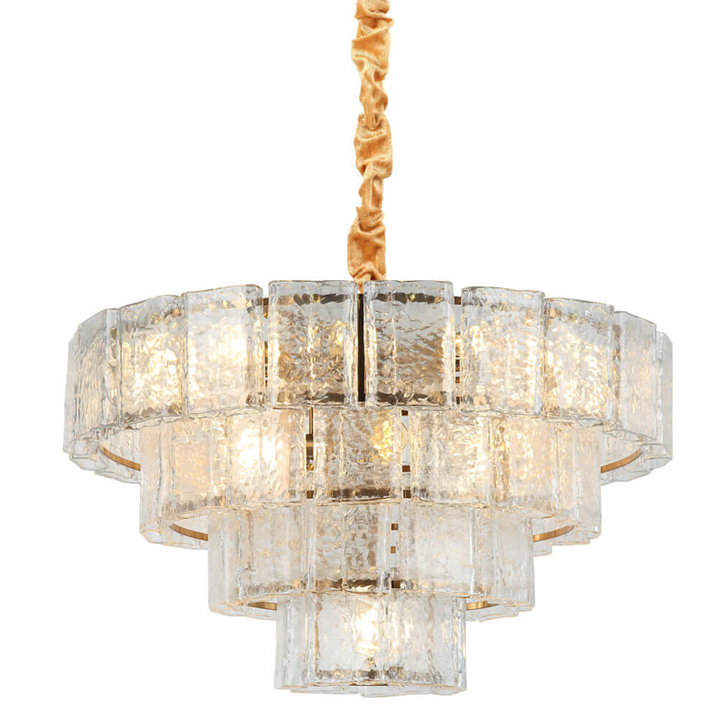 Люстра многоярусная Textured Glass Chandelier D80 Прозрачное Стекло Бронза Люстра многоярусная Textured Glass Chandelier D80 Прозрачное Стекло Бронза в Челябинске | Loft Concept