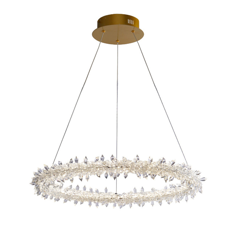 Люстра Crystal round chandelier Прозрачный Латунь Люстра Crystal round chandelier Прозрачный Латунь в Челябинске | Loft Concept