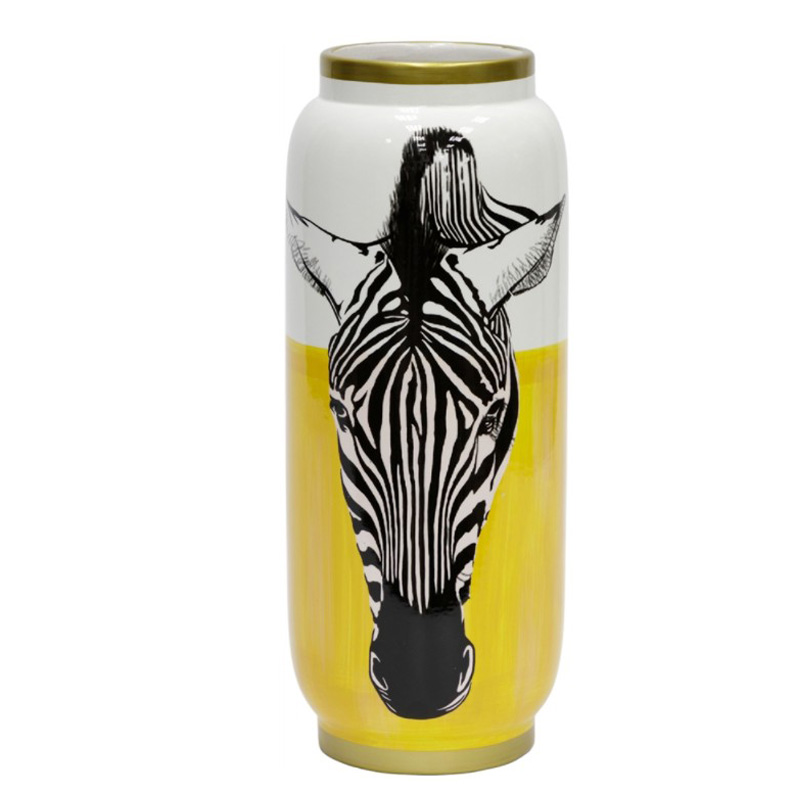 Ваза Zebra head Vase Белый Желтый Черный Золотой Ваза Zebra head Vase Белый Желтый Черный Золотой в Челябинске | Loft Concept