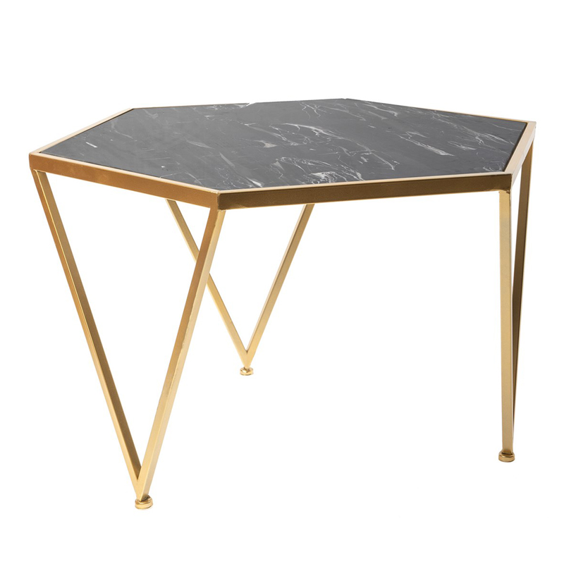 Приставной столик Hexagon Marble Countertop чёрный мрамор Золотой Черный Мрамор Nero Приставной столик Hexagon Marble Countertop чёрный мрамор Золотой Черный Мрамор Nero в Челябинске | Loft Concept