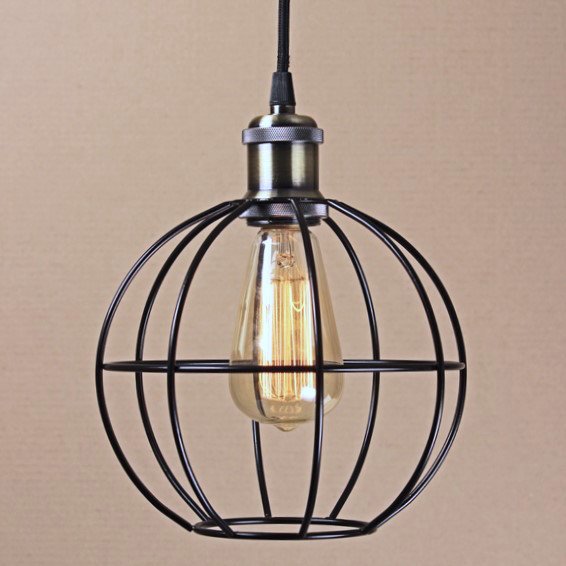 Подвесной светильник Wire Cage Pendant Ball Black Черный Подвесной светильник Wire Cage Pendant Ball Black Черный в Челябинске | Loft Concept