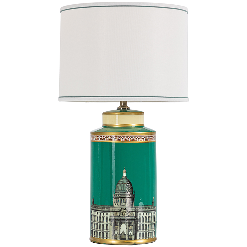 Настольная лампа Old Town Green Lampshade Белый Зеленый Золотой в Челябинске | Loft Concept 
